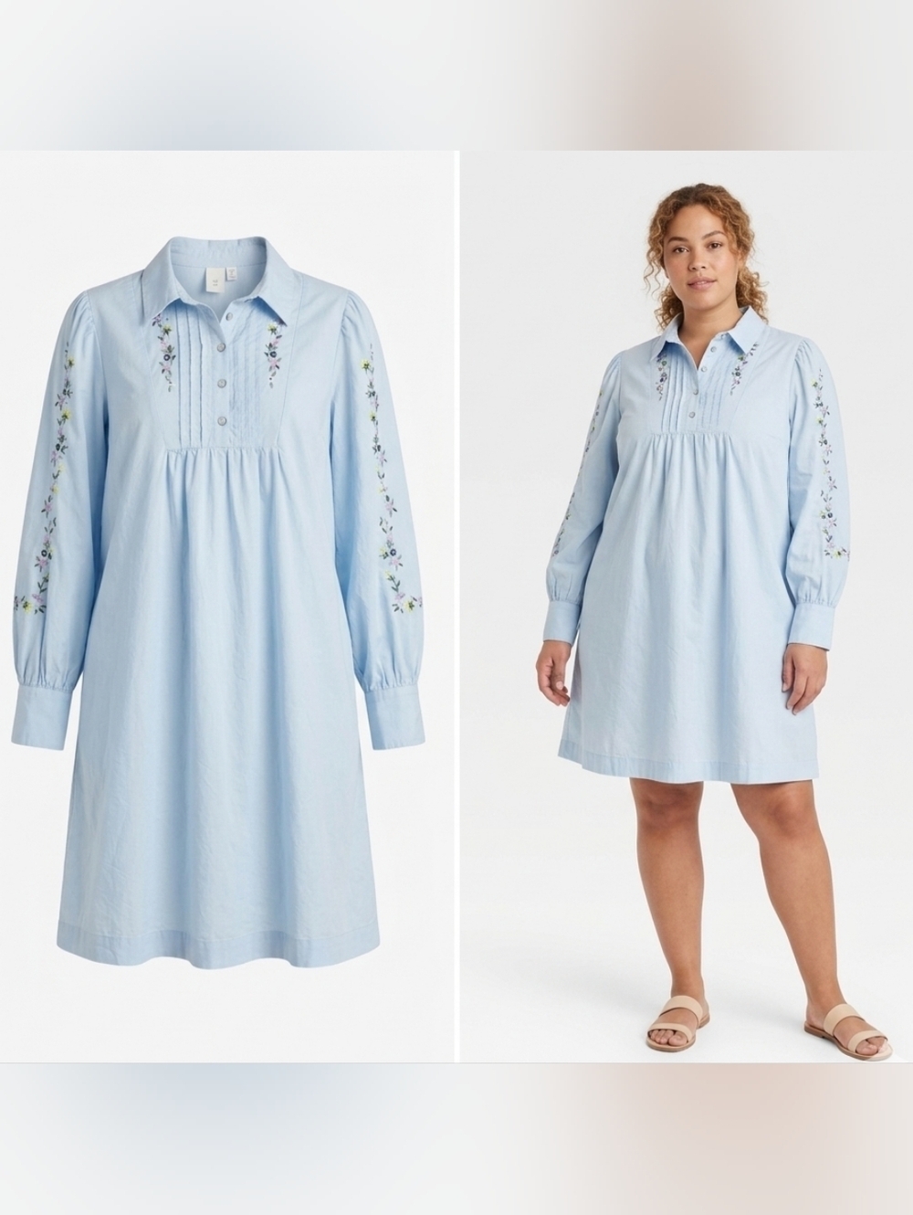 Y.A.S Yaskenly Mini Dress in Organic Cotton Embroidered Cottagecore - Large